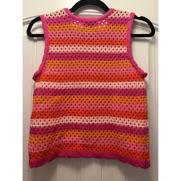 NWT Free Assembly Women Sleeveless‎ Striped Crochet Knit Sweater Top Size S Pink - Picture 6 of 6